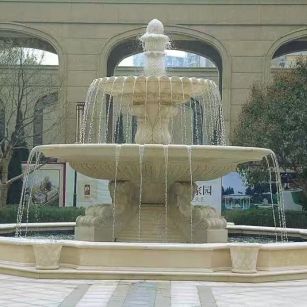 温州 黄金麻花岗岩异型加工——户外庭院石雕流水喷泉