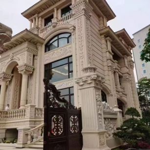 温州 黄金麻花岗岩别墅外墙干挂效果展示