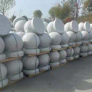 温州 白麻花岗岩石材圆球，石球，挡车球，隔离球，景观石球，风水球等