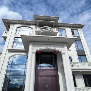 温州白麻别墅外墙干挂石材效果示例