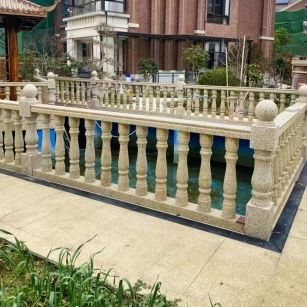 温州黄金麻花岗岩石材栏杆，扶手，将军柱，花瓶柱