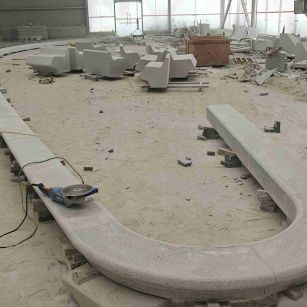 温州 芝麻白花岗岩弧形花坛石，坐凳石