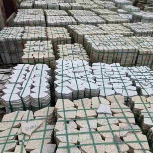 温州 黄金麻白麻花岗岩荔枝面地铺石(冰裂纹)