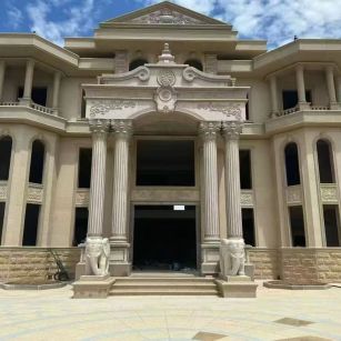 温州 黄金麻别墅外墙干挂，大柱，大象，蘑菇石，雕花板