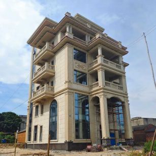 温州 黄金麻花岗岩石材别墅外墙干挂搭配（雕花栏杆花瓶柱门楼罗马柱）