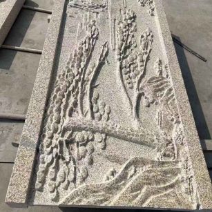 温州 黄金麻雕刻板浮雕迎客松