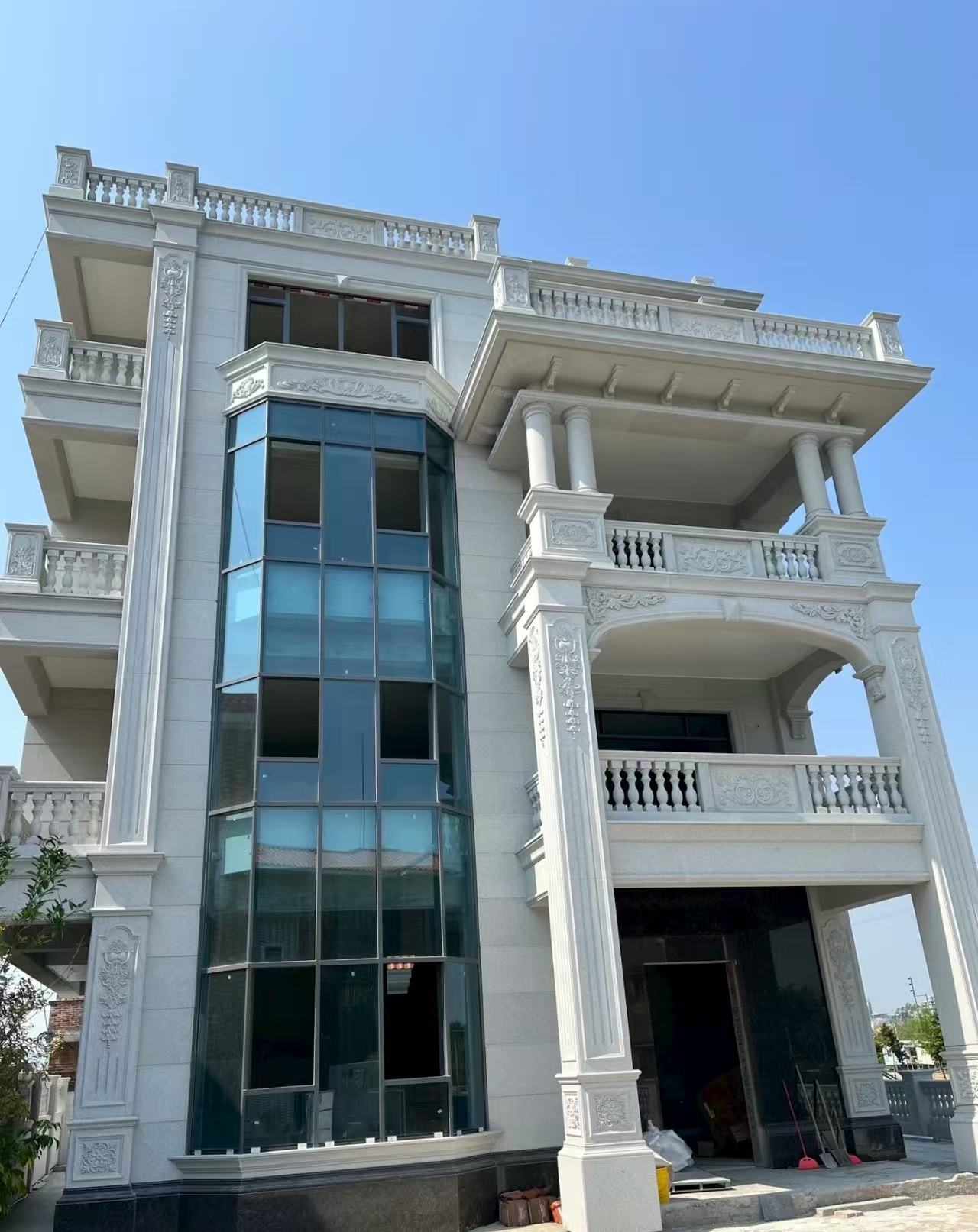 温州 白麻花岗岩别墅外墙干挂效果展示