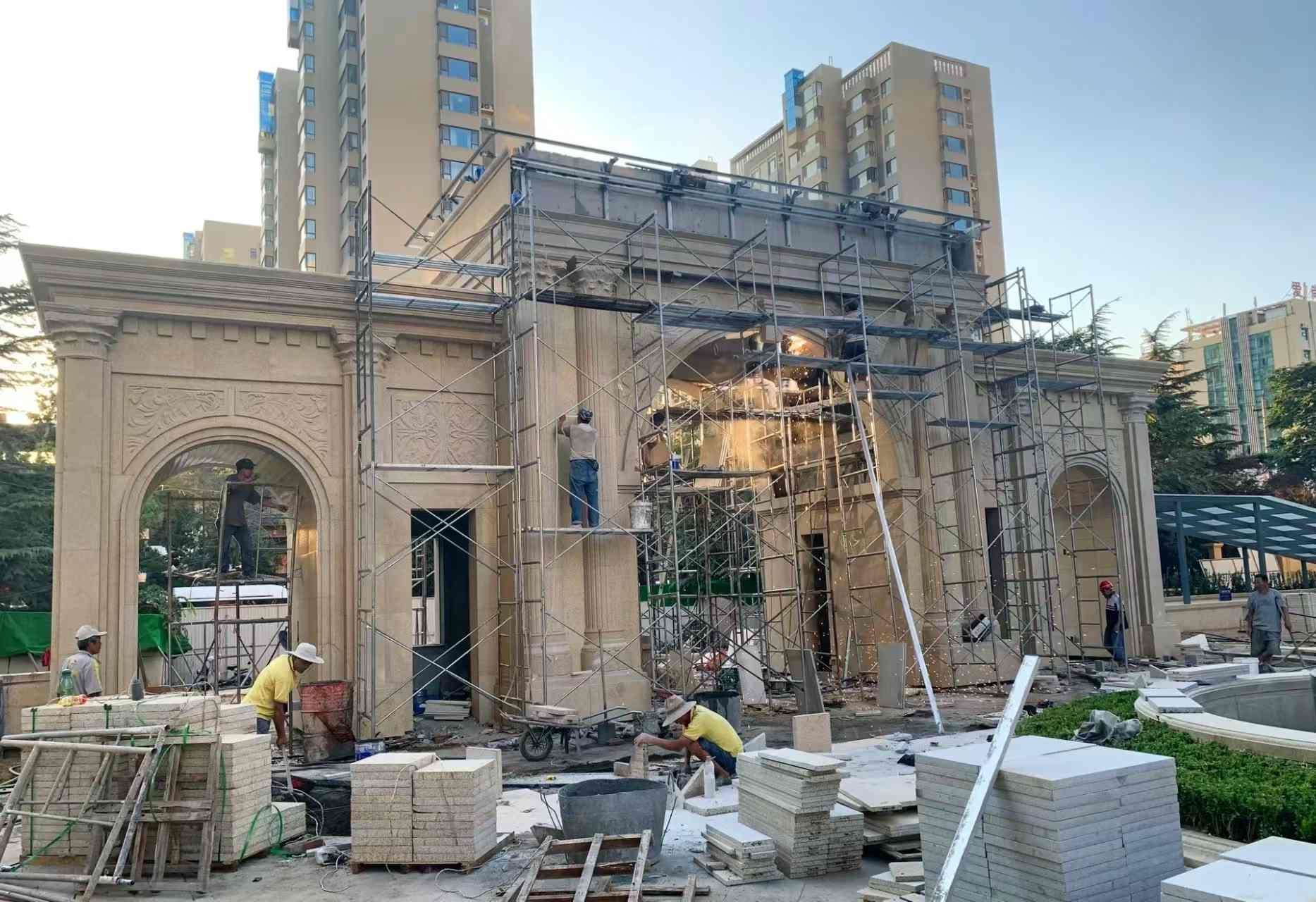 温州 黄金麻荔枝面花岗岩小区门楼外墙干挂